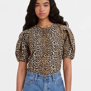 NWT New Levi’s ZAIDA leopard from puff sleeve Blouse top